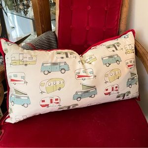 Accent Decorator Throw Pillow 24in x 14in Vintage Trailers Theme New (Handmade)